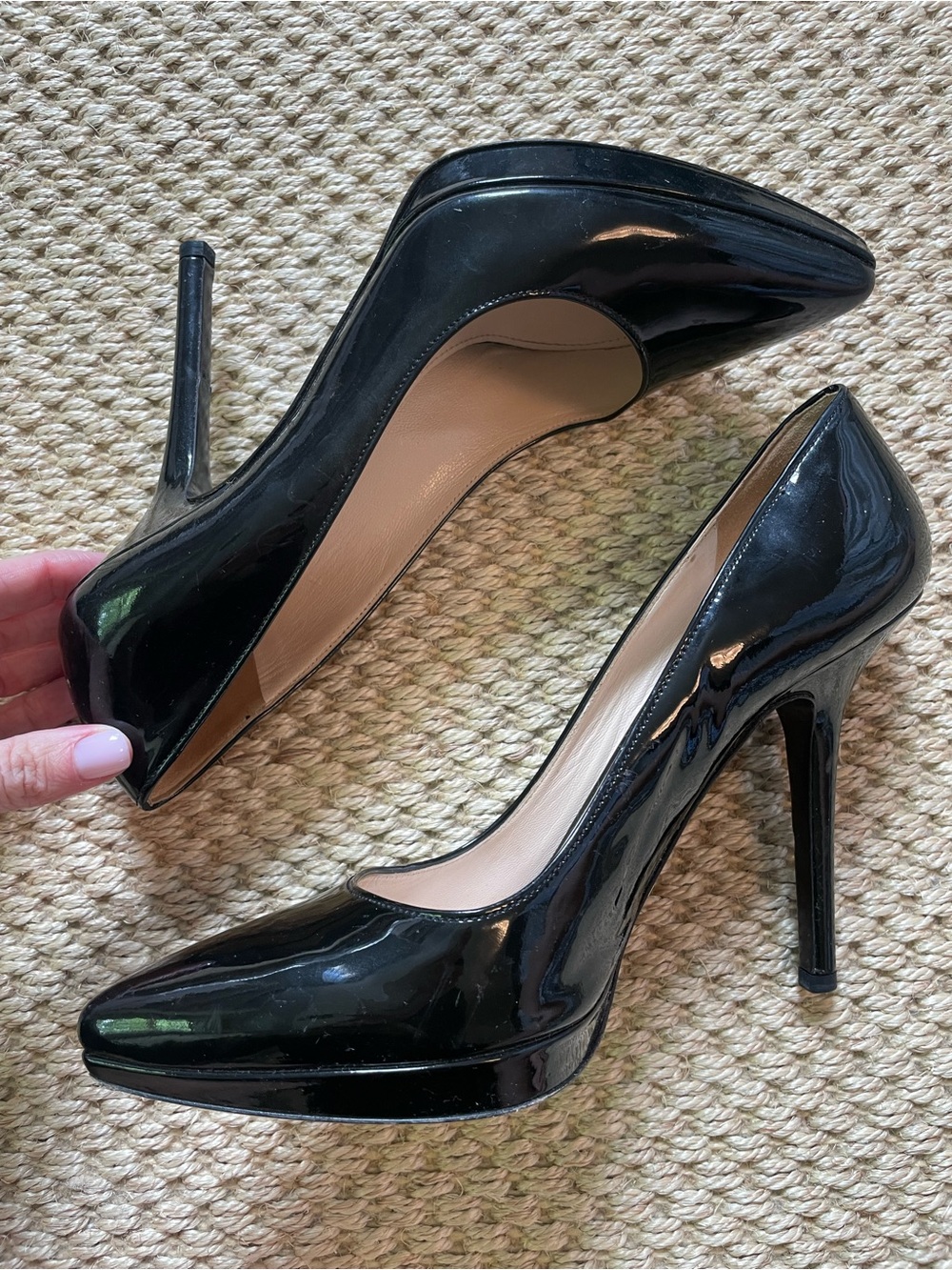 Prada Black Patent Leather Pointed-Toe Platform Pumps size 40 - Picture 2 of 4